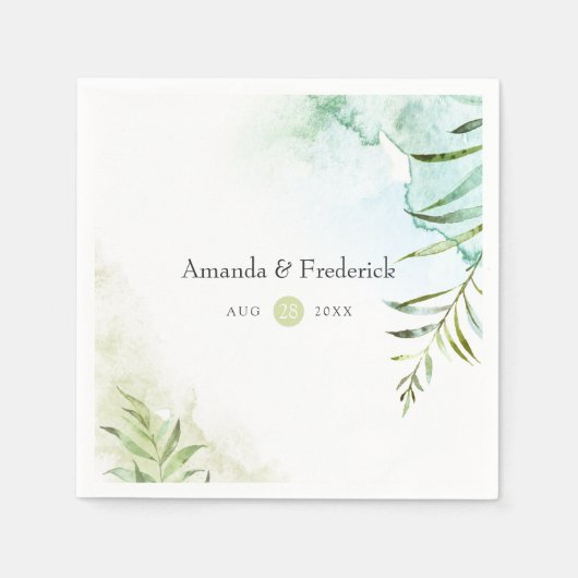 Serviette En Papier Aquarelle Mariage de verdure (Devant)