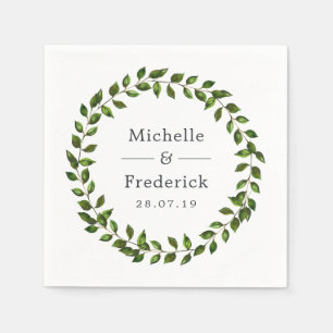 Serviette En Papier Aquarelle Mariage de verdure