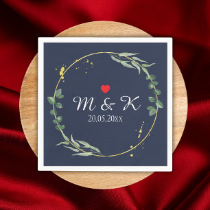 Serviette En Papier Aquarelle Mariage de verdure
