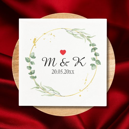 Serviette En Papier Aquarelle Mariage de verdure