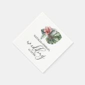 Serviette En Papier Aquarelle Mariage floral feuille Monstera (Coin)