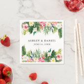 Serviette En Papier Aquarelle Mariage floral tropical (En situation)