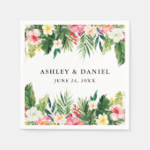 Serviette En Papier Aquarelle Mariage floral tropical (Devant)