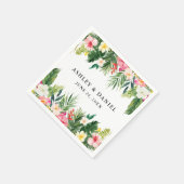 Serviette En Papier Aquarelle Mariage floral tropical (Coin)