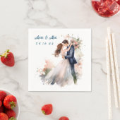 Serviette En Papier Aquarelle mariage Florale (En situation)