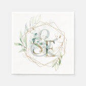 Serviette En Papier Aquarelle Mariage juif Monogramme (Devant)