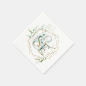 Serviette En Papier Aquarelle Mariage juif Monogramme (Coin)