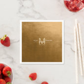 Serviette En Papier Aquarelle Mariage Monogramme Automne Gold ID786 (En situation)