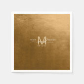 Serviette En Papier Aquarelle Mariage Monogramme Automne Gold ID786 (Devant)