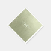 Serviette En Papier Aquarelle Mariage Monogramme Sage Green ID786 (Coin)