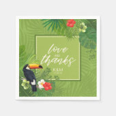Serviette En Papier Aquarelle Mariage tropical Merci Green ID577 (Devant)