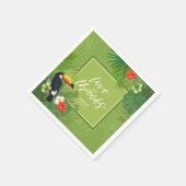 Serviette En Papier Aquarelle Mariage tropical Merci Green ID577 (Coin)