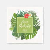 Serviette En Papier Aquarelle Mariage tropical Merci Green V2 ID577 (Devant)