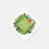 Serviette En Papier Aquarelle Mariage tropical Merci Green V2 ID577 (Coin)