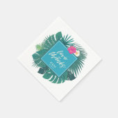 Serviette En Papier Aquarelle Mariage tropical Merci ID Turquoise577 (Coin)