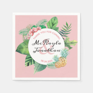 Serviette En Papier Aquarelle Mariage tropicale Feuille d'orchidée ana