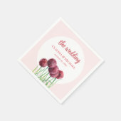 Serviette En Papier Aquarelle mariage violet rose Alliances (Coin)
