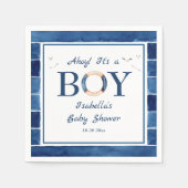 Serviette En Papier Aquarelle marine Baby shower de garçon bleu marine (Devant)