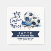 Serviette En Papier Aquarelle marine Blue Soccer Kids (Devant)