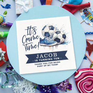 Serviette En Papier Aquarelle marine Blue Soccer Kids