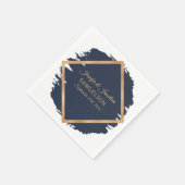 Serviette En Papier Aquarelle Marine Mariage cadre bleu or (Coin)