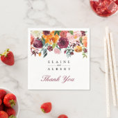 Serviette En Papier Aquarelle Marsala Mariage Fleurs roses (En situation)