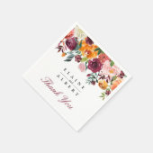 Serviette En Papier Aquarelle Marsala Mariage Fleurs roses (Coin)