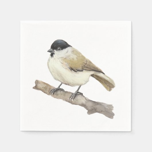 Serviette En Papier Aquarelle Marsh Tit (Devant)