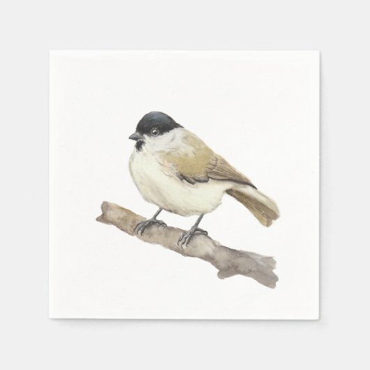 Serviette En Papier Aquarelle Marsh Tit (Devant)