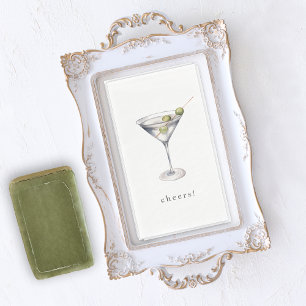 Serviette En Papier Aquarelle Martini Cocktail
