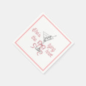 Serviette En Papier Aquarelle Martini Pink Bow Attache Le noeud (Coin)