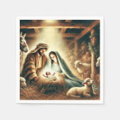 Serviette En Papier Aquarelle Mary Joseph & Jesus Nativité Découpage (Devant)
