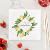 Serviette En Papier Aquarelle méditerranéenne Citron Mariage tropical (En situation)