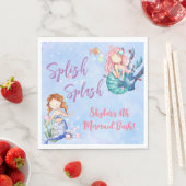 Serviette En Papier Aquarelle Mermaid Bash Anniversaire (En situation)