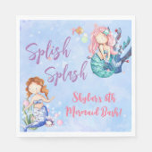 Serviette En Papier Aquarelle Mermaid Bash Anniversaire (Devant)