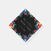 Serviette En Papier Aquarelle mexicaine Fleur Mariage noir (Coin)