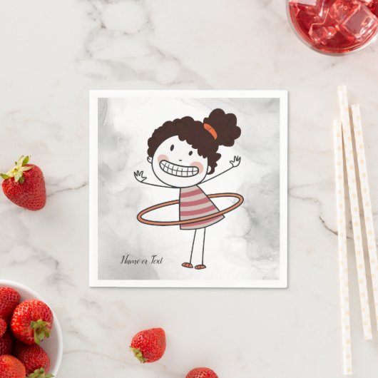 Serviette En Papier Aquarelle mignonne bâton fille grand sourire belle (En situation)