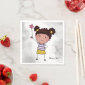 Serviette En Papier Aquarelle mignonne Bâton fille rose Fleur belle (En situation)