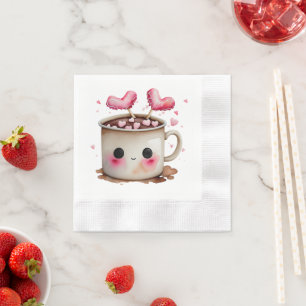 Serviette En Papier Aquarelle mignonne Chocolat chaud Mug