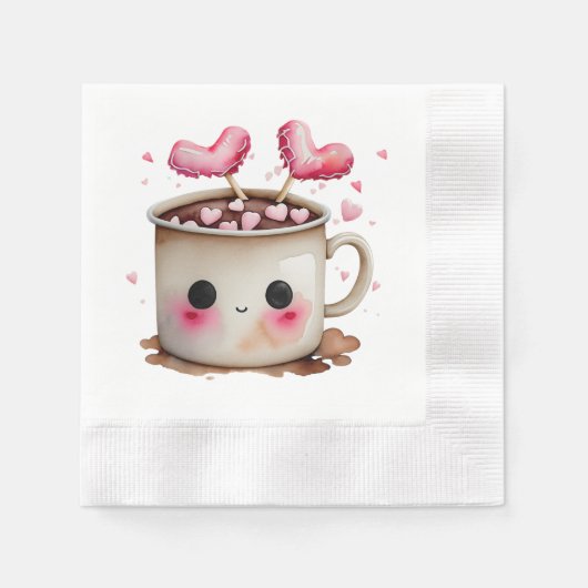 Serviette En Papier Aquarelle mignonne Chocolat chaud Mug (Devant)