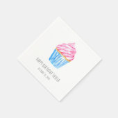 Serviette En Papier Aquarelle mignonne cupcake rose glasting Anniversa (Coin)