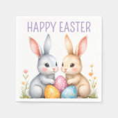 Serviette En Papier Aquarelle mignonne lapins de Pâques heureux Pâques (Devant)