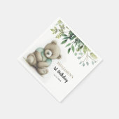 Serviette En Papier Aquarelle mignonne Ours En Teddy Feuilles N'import (Coin)