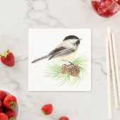 Serviette En Papier Aquarelle mignonne Pickadee Bird Pine Tree (En situation)