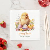 Serviette En Papier Aquarelle mignonne Poulet Jaune aux oeufs (En situation)