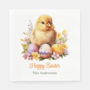 Serviette En Papier Aquarelle mignonne Poulet Jaune aux oeufs