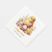 Serviette En Papier Aquarelle mignonne Poulet Jaune aux oeufs (Coin)