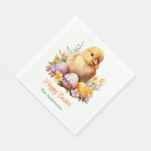 Serviette En Papier Aquarelle mignonne Poulet Jaune aux oeufs (Coin)