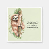 Serviette En Papier Aquarelle mignonne Sloth & Feuilles tropicaux Anni (Devant)