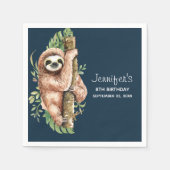 Serviette En Papier Aquarelle mignonne Sloth & Feuilles tropicaux Anni (Devant)